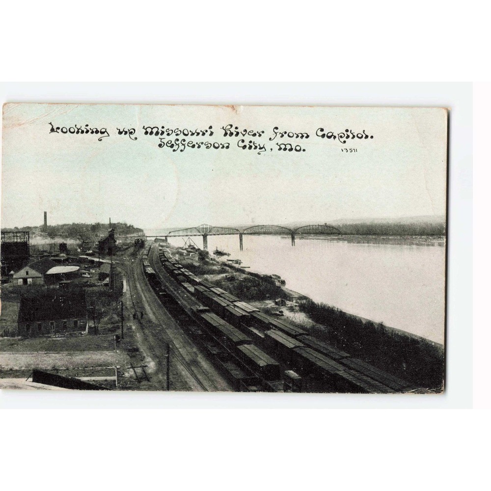 Vintage 1911 Missouri River Jefferson City MO Postcard Eldon Postmark 13571